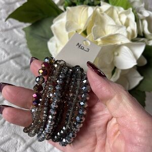 New! Elegant Multicolor Beaded Bracelet Set Stretch Bands OSFM